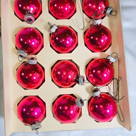 Shiny Brite Mercury Glass 72 Ornaments Pink Fuchsia Pastel Original Box 1960s - Picture 14 of 16